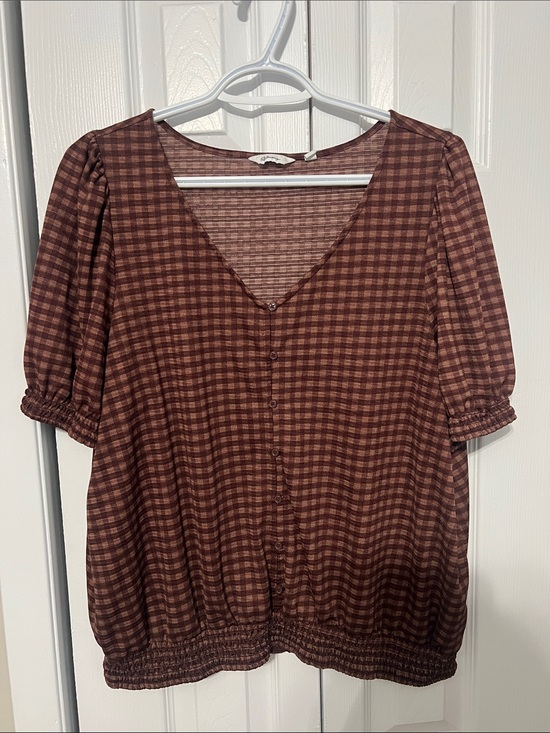 Reitmans Tops - Reitmans Brown Plaid Button-Front Blouse
